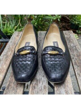 Bally Brown Woven Leather Loafer with Black Trim and Gold Bit Bally Park Woven Leather Drivers, Brand Size 5.5 ( US Size  main image 3